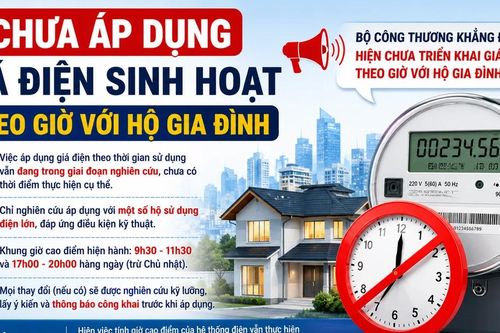 Chưa áp dụng giá điện sinh hoạt theo giờ với hộ gia đình