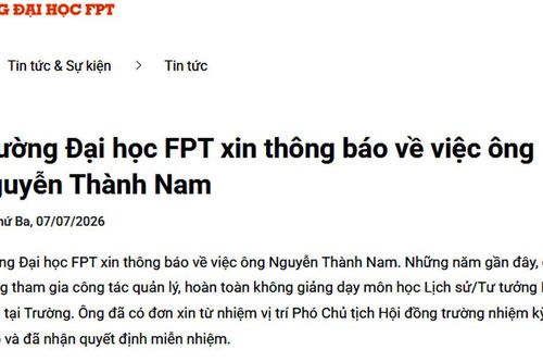 Trường Đại học FPT thông báo không liên quan đến quan điểm cá nhân của ông Nguyễn Thành Nam