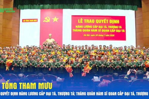 Bộ Tổng Tham mưu trao Quyết định nâng lương cấp Đại tá, Thượng tá; thăng quân hàm sĩ quan cấp Đại tá, Thượng tá