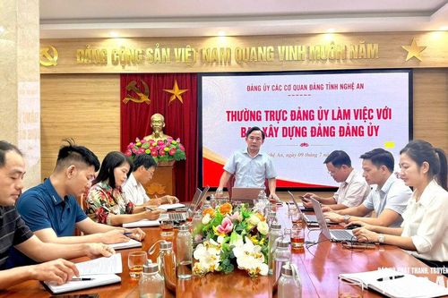 Thường trực Đảng ủy Các cơ quan Đảng tỉnh làm việc với Ban Xây dựng Đảng