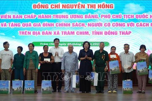 Phó Chủ tịch Quốc hội Nguyễn Thị Hồng thăm, tặng quà người có công tại Đồng Tháp