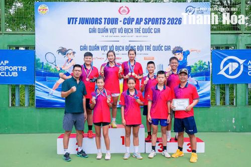 Quần vợt Thanh Hóa giành 5 huy chương tại Giải Vô địch trẻ Quốc gia 2026
