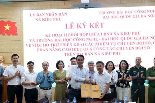 Xã Kiều Phú phối hợp Trường Đại học Công nghệ thúc đẩy chuyển đổi số từ cơ sở
