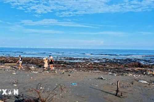 Một tuần sau bão số 1, bãi biển Trà Cổ ở Quảng Ninh ngập ngụa rác