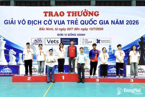 Đội tuyển cờ vua trẻ Đồng Nai giành 19 huy chương tại Giải vô địch cờ vua trẻ quốc gia 2026