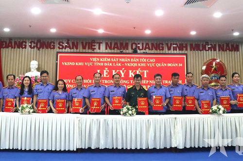 Viện Kiểm sát quân sự Quân đoàn 34 và Viện Kiểm sát nhân dân tỉnh Đắk Lắk ký kết quy chế phối hợp