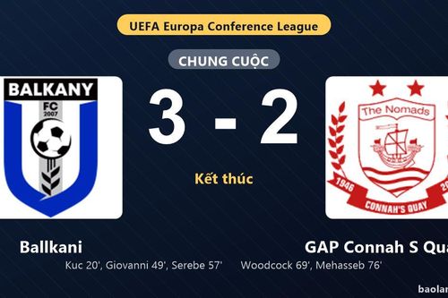 Thống kê trận đấu Ballkani 3-2 GAP Connah S Quay FC: V. Serebe tỏa sáng, Ballkani giành trọn 3 điểm