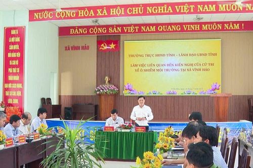 Lãnh đạo tỉnh Lâm Đồng làm việc với xã Vĩnh Hảo về các kiến nghị của cử tri