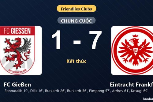 Thống kê trận đấu FC Gießen 1-7 Eintracht Frankfurt: Eintracht Frankfurt thắng đậm thuyết phục