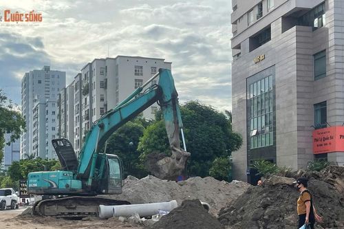 Công trường mở đường nối phố Thành Thái với Nguyễn Khang tăng tốc thi công