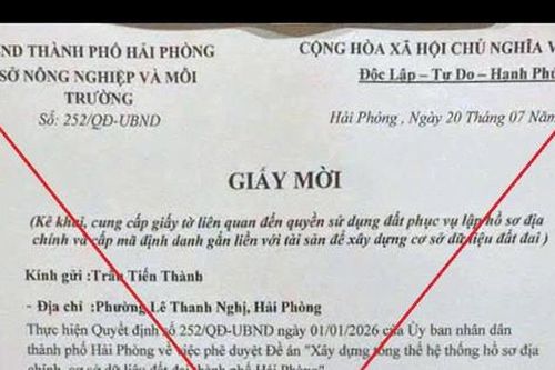 Cảnh báo giả mạo giấy mời bổ sung hồ sơ đất đai để lừa đảo