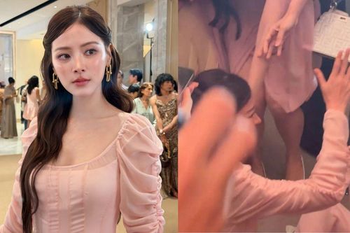 'Ngọc nữ Thái Lan' Baifern bị xô ngã dúi dụi ở đám cưới, khung cảnh hỗn loạn gây xôn xao bàn tán