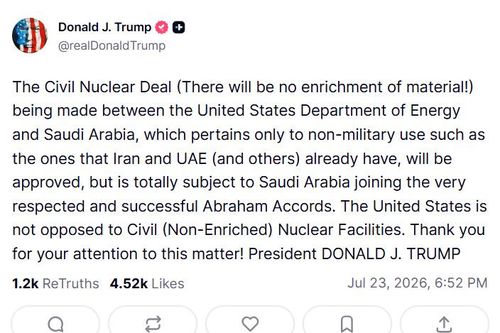 Tổng thống Trump ra điều kiện mới cho thỏa thuận hạt nhân vừa ký với Saudi Arabia