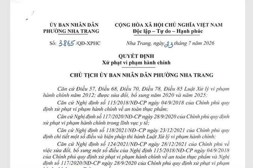 Phường Nha Trang xử phạt hộ kinh doanh vi phạm an toàn thực phẩm 14 triệu đồng