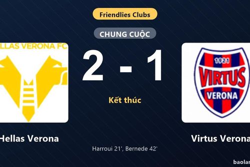 Thống kê trận đấu Hellas Verona 2-1 Virtus Verona: A. Bernede tỏa sáng, Hellas Verona giành trọn 3 điểm