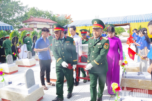 Sư đoàn 968 phối hợp truy điệu, an táng 2 hài cốt liệt sĩ