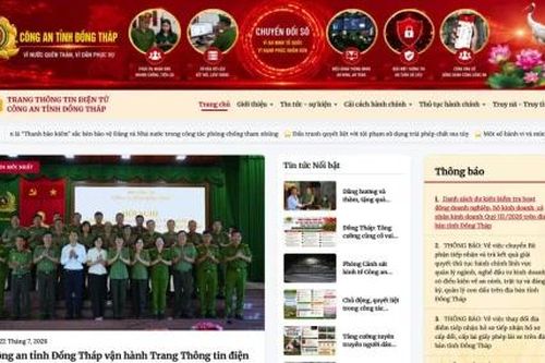 Trang thông tin điện tử Công an Đồng Tháp chính thức đổi giao diện