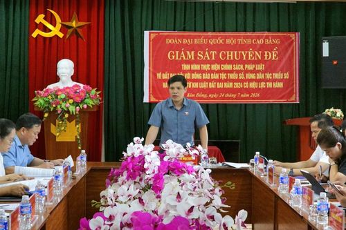 Đoàn ĐBQH tỉnh giám sát thực hiện Luật Đất đai năm 2024 đối với đồng bào DTTS tại xã Kim Đồng