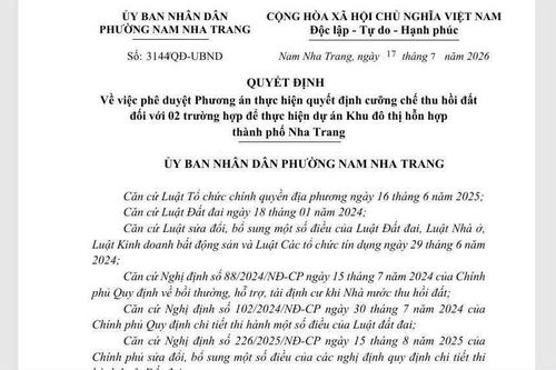 Phường Nam Nha Trang phê duyệt phương án cưỡng chế thu hồi hơn 1,1ha đất phục vụ dự án khu đô thị hỗn hợp