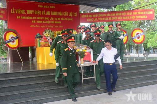 Điện Biên: Truy điệu, an táng 2 hài cốt liệt sĩ