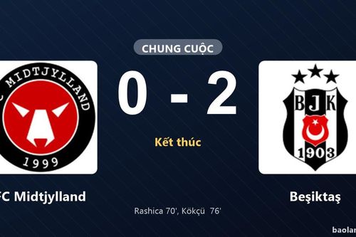 Thống kê trận đấu FC Midtjylland 0-2 Beşiktaş: Orkun Kökçü tỏa sáng, Beşiktaş giành trọn 3 điểm