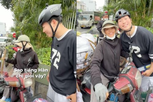 'Sốt' clip khách Hàn nói tiếng Việt với chị bán rong Việt nói tiếng Hàn như gió