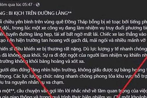 Thông tin 'xe công vụ truy đuổi người vi phạm khiến 1 chiến sĩ tử vong' là bịa đặt
