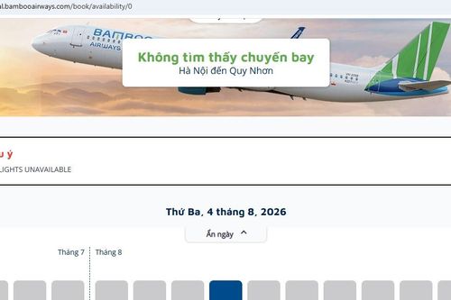 Bamboo Airways bất ngờ không hiển thị chuyến bay nào từ tháng 8