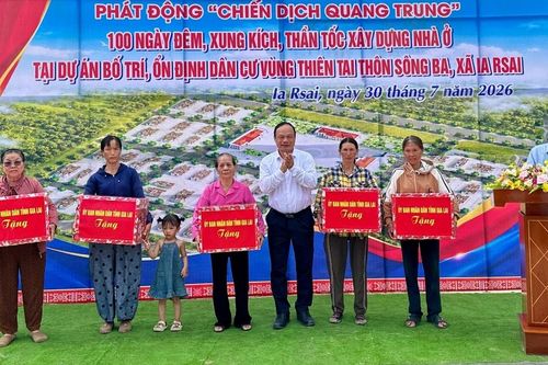 Xã Ia Dreh và Ia Rsai phát động 'Chiến dịch Quang Trung' xây dựng nhà ở cho 170 hộ dân vùng thiên tai