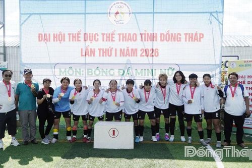 Đại hội Thể dục thể thao tỉnh Đồng Tháp: Cụm 21 (xã Tràm Chim) giành giải Nhất môn bóng đá nữ