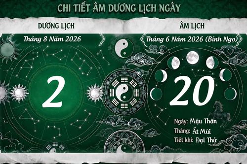 Lịch âm hôm nay 2/8, xem lịch âm Chủ nhật ngày 2/8/2026