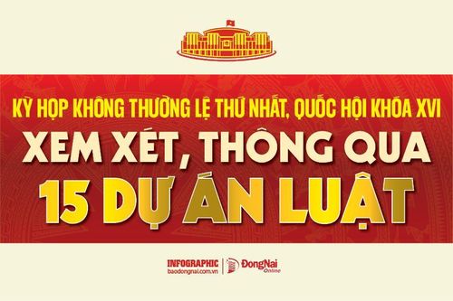 [Infographic] Kỳ họp không thường lệ thứ Nhất, Quốc hội khóa XVI: Xem xét, thông qua 15 dự án luật