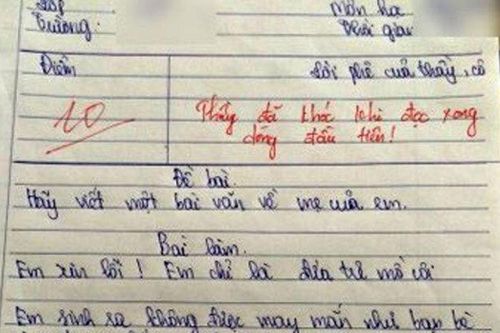 Bài văn về mẹ khiến thầy giáo bật khóc ngay dòng đầu tiên, dân mạng đồng cảm vô cùng