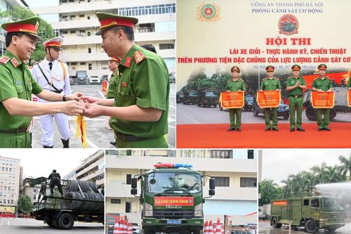 Cảnh sát cơ động Công an TP Hà Nội thi tài lái xe giỏi, thực hành kỹ, chiến thuật trên phương tiện đặc chủng