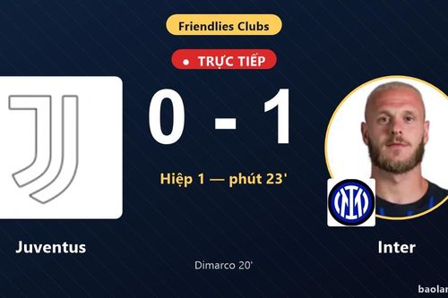 TRỰC TIẾPTrực tiếp Juventus vs Inter: Inter mở tỷ số