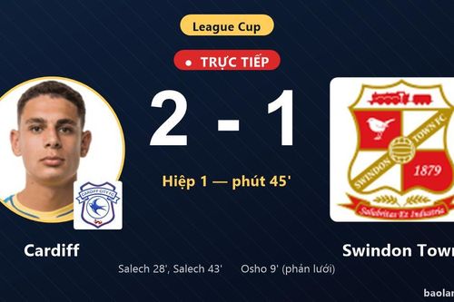 TRỰC TIẾPTrực tiếp Cardiff vs Swindon Town: Cardiff vượt lên dẫn trước