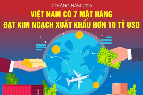 Việt Nam có 7 mặt hàng xuất khẩu trên 10 tỷ USD trong 7 tháng năm 2026