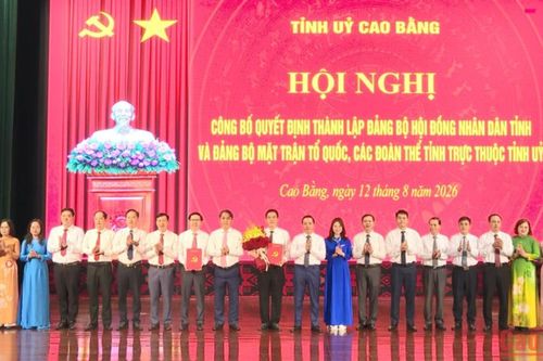 Công bố quyết định thành lập Đảng bộ HĐND tỉnh và Đảng bộ MTTQ, các đoàn thể tỉnh trực thuộc Tỉnh ủy