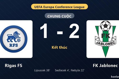 Thống kê trận đấu Rīgas FS 1-2 FK Jablonec: S. Nebyla tỏa sáng, FK Jablonec giành trọn 3 điểm
