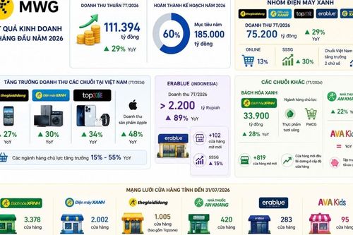 MWG thu hơn 110.000 tỷ đồng sau 7 tháng, loạt chuỗi tăng trưởng hai chữ số