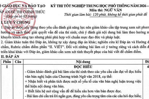 Đáp án các môn thi của kỳ thi tốt nghiệp trung học phổ thông 2026 - lần 2