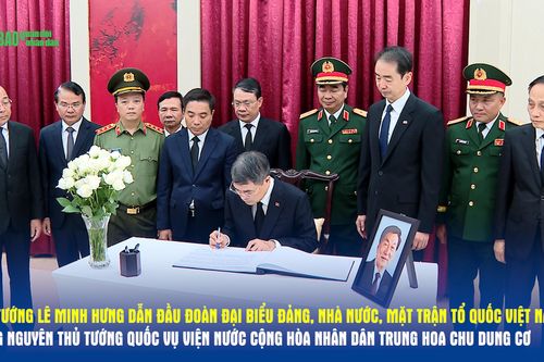Thủ tướng Lê Minh Hưng dẫn đầu Đoàn đại biểu Đảng, Nhà nước, Mặt trận Tổ quốc Việt Nam viếng nguyên Thủ tướng Quốc vụ viện nước Cộng hòa nhân dân Trung Hoa Chu Dung Cơ