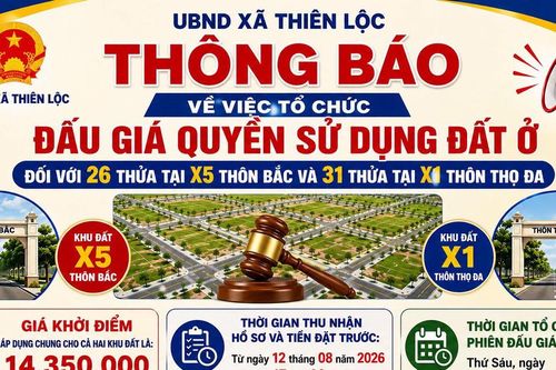 Xã Thiên Lộc (Hà Nội): Đẩy nhanh đấu giá đất, khơi thông nguồn lực đầu tư hạ tầng