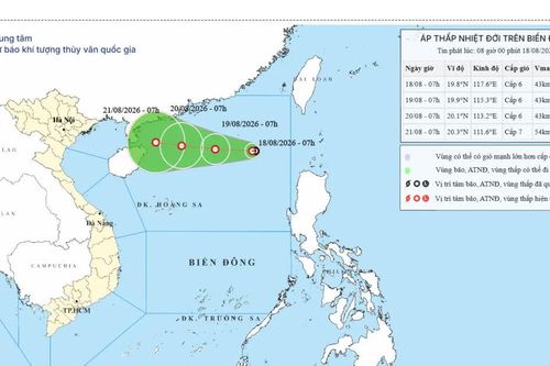 Xuất hiện áp thấp nhiệt đới trên biển Đông