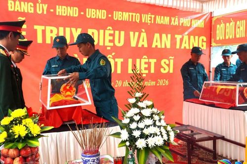 Xã Phú Ninh an táng 2 hài cốt liệt sĩ chưa xác định danh tính