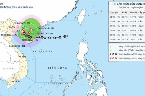 Bão số 4 giữ nguyên cường độ, hướng di chuyển, cách đặc khu Bạch Long Vĩ khoảng 90km