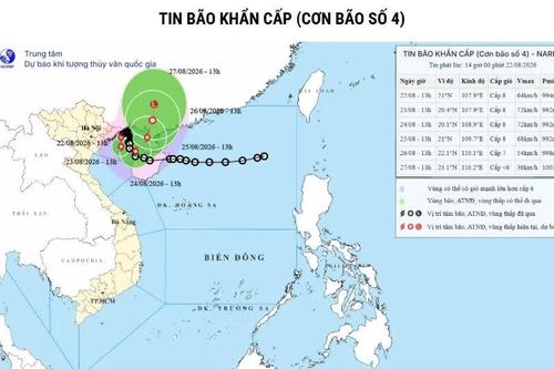 Bão số 4 ít di chuyển và cách Quảng Ninh khoảng 140km
