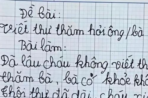 Học trò làm bài văn 'viết thư thăm bà' đúng 4 dòng khiến cô giáo phải 'cạn lời'