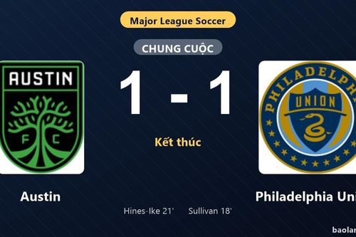 Thống kê trận đấu Austin 1-1 Philadelphia Union: Hai đội chia điểm