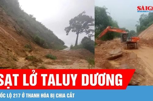 Sạt lở taluy dương, quốc lộ 217 ở Thanh Hóa bị chia cắt